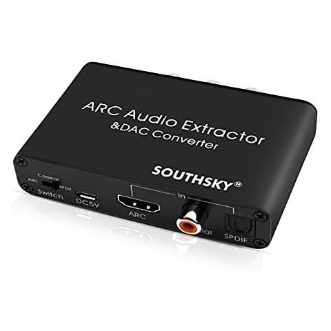 SOUTHSKY 192KHz DAC Converter,HDMI ARC,Bidirectional Optical Coaxial,Audio Extractor to SPDIF Coaxial 3.5mm Jack L/R RCA Adapter,CEC Volume Adjustable Cover