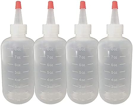 JADEWELL 4 Pack Applicator Bottles with Cap 8oz Oil Bottles for Hair Coloring Dyeing BPA Free