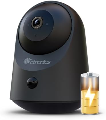 Ctronics 2K 3MP Indoor Surveillance Camera with Battery, IR Night...