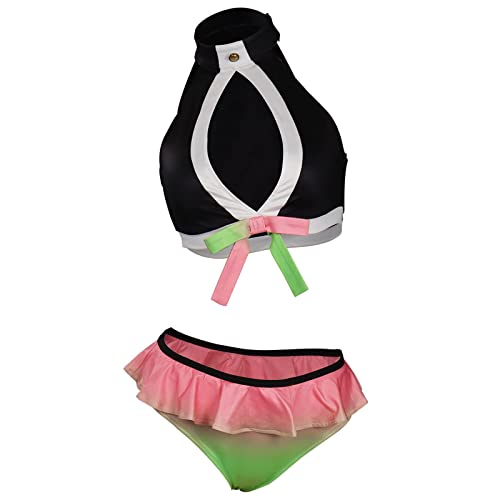 DELIHOM Damen Tanjiro Nezuko Badeanzug Kanroji Mitsuri Bikini Badeanzug Strand Anime Badeanzug Bademode Mädchen, Schwarz, S Cover