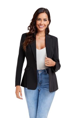 Women's Work Office Blazer One Button Notched Lapel Business Tuxedo Blazer Casual Blazer Jackets Suit Petite2