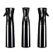 Houseables Continuous Spray Water Bottle, Hair Mist Sprayer, 3 Pack, 12 Oz, Black, Ultra Fine, Flairosol, Aerosol, Solvent & BPA Free Clear Plastic, Pressurized Mister, With Pump, For Cleaning, Garden