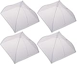 Picnic Fly Screens, Food Cover Set of 4 Large Reusable and Collapsible Pop-Up Mesh Screen Outdoor Picnic Food Net 17 inch Tent Umbrella Keep Out Flies Mosquitoes Bugs