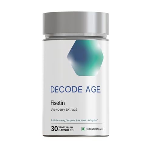 Decode Age 99% Pure Fisetin, Senolytic Activator, For Healthy Ageing, Cognitive Support, Inflammation, Strawberry Extract, 30 Veg Capsules