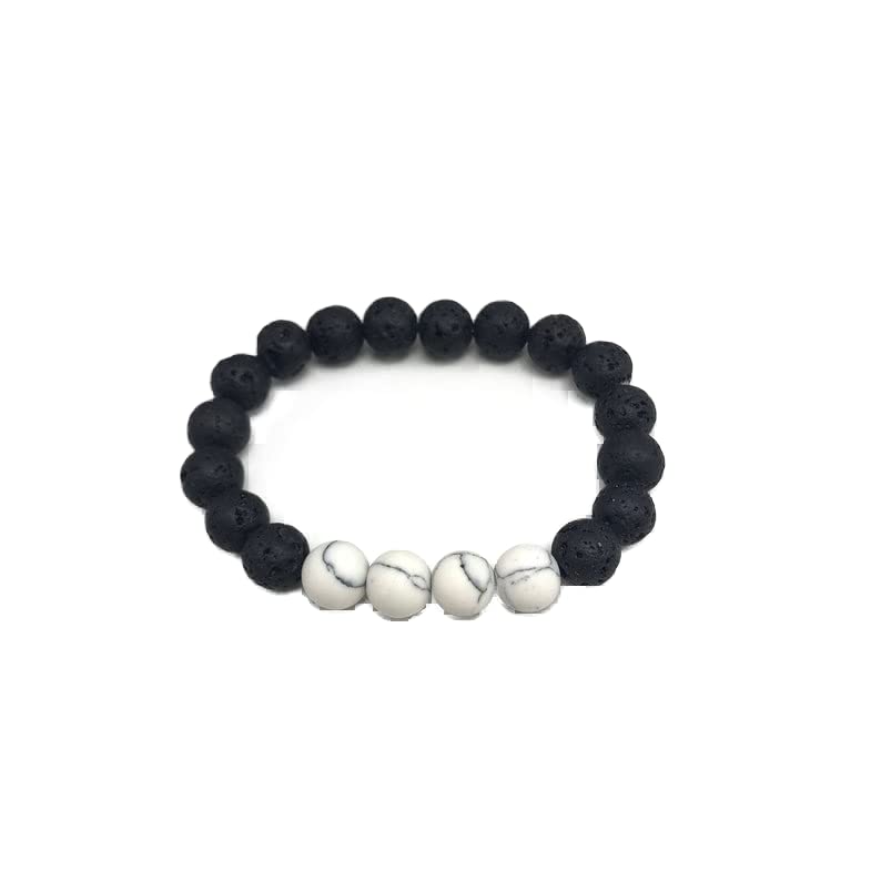 Bracelet perles de lave et howlite 8mm LKBEADS idée cadeau idéale pour homme et femme