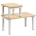 OROPY Set di 2 Ripiani portaoggetti impilabili da Cucina con Supporto per Tubi Quadrati, Scaffalatura Multifunzione per riporre Utensili, Bottiglia di spezie-Legno Naturale