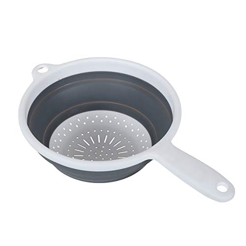 Addis 518404 Pop & Store 24cm Large Collapsible Food Colander with Handle 9.5 inch White and Grey Plastic