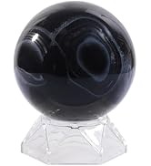 mookaitedecor Natural Black Striped Agate Crystal Ball with Acrylic Stand, 61-70 mm Feng Shui Div...