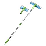 Professional Window Squeegee with Extension Pole and Microfiber Scrubber - 3 Piece Set for Cleaning Glass, Auto, and Showers by Kraftura