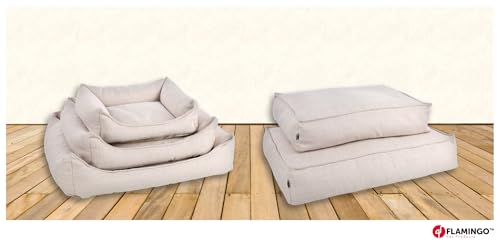 Flamingo Orthopädisches Hundebett Baldar – Rechteckig, Beige, 80 cm | Ergonomischer & Bequemer Schlafplatz für Hunde!