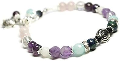 Swirl Fertility and Pregnancy Bracelet Featuring Natural Gemstones Rose Quartz, Amethyst, Chrysocolla, Black Onyx, Moonstone, Amazonite, Crystal Healing Jewelry
