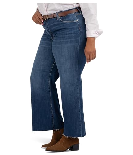 KUT from the Kloth Women's Plus Meg High Rise Fab Ab Wide Leg Raw Hem2