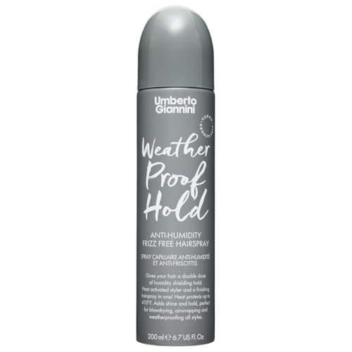 Umberto Giannini Frizz Weatherproof Hairspray 200ml, Anti-Frizz, Ultra-lightweight, Heat Protecting, Anti-Humidity, Medium-Hold Hairspray, enriched with Vitamin E for Shiny, Glossy and Glass Hair