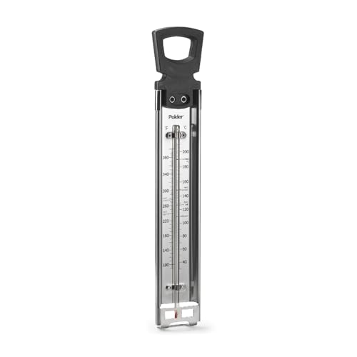 Polder Candy Thermometer, Stainless Steel Cooking Thermometer with Pot Clip, for Jam, Syrup, Jelly, Yogurt, and Deep Fry, 12" by Polder - Used condition - US$8.90