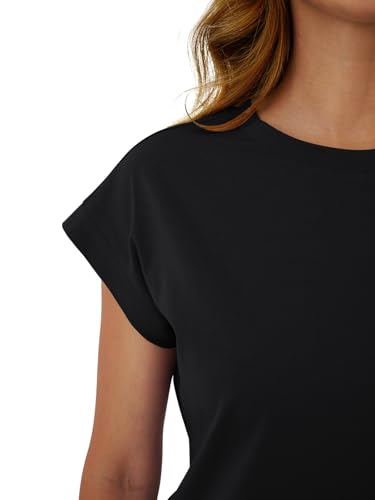 Womens Crop Tops Cap Sleeve T Shirts Cotton Crewneck Loose Fit Trendy Short Sleeve Tops for Women 2026 - image 5