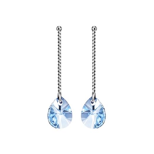 Yishi Pendientes Plata Gota de Agua Cristal Azul Joya Original Regalo Mujer Chica con Cristal de Swarovski