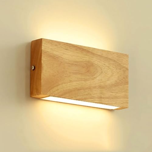 Aplique de pared rectangular de madera para iluminar zonas oscuras de forma elegante 1