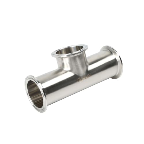 Image of QiiMii Tri Clamp 2 inch instrument Tee Tri Clover Tee Fittings 3 Way Stainless Steel SS316L,51mm Pipe OD(2 Inch),Used In Pharmacy