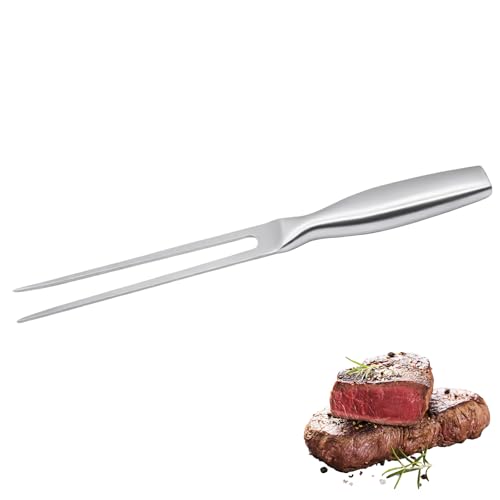 SJACXANM Fourchette a Viande, Acier Inoxydable, Fourchette à Découper Professional 27 Cm, FourchettePour Grill Non Tachetée Avec Longues Dents Pour Retourner Et Fixer (Argent)
