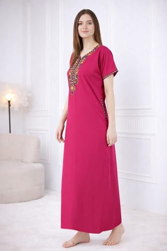 Image of Women's Cotton Blend Embroidered Maxi Nightgown