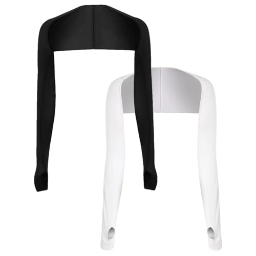 GGUFAY 2 Pezzi manicotto di raffreddamento per braccio, Scialle Donna Anti-UV Protezione Solare Maniche Braccio Traspirante Scialle Maniche Braccio Golf (nero, bianco)