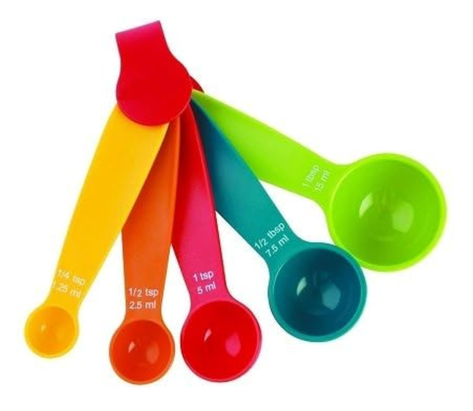 Plastic Measuring Spoons with Locking Ring, 5pcs Set