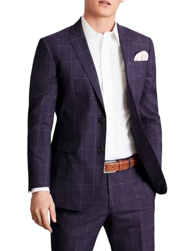 Mens Plaid Suits Slim Fit 2 Piece Vintage Checked Suit Blazer Jacket Pants for Wedding Business Christmas Party