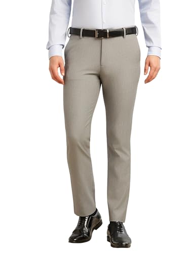 Image of Thomas Scott Men's Regular Fit Mid-Rise Solid Formal Performance Trouser | Flexi-Waist & 4-Way Stretch | 4 Pockets | Button Closure