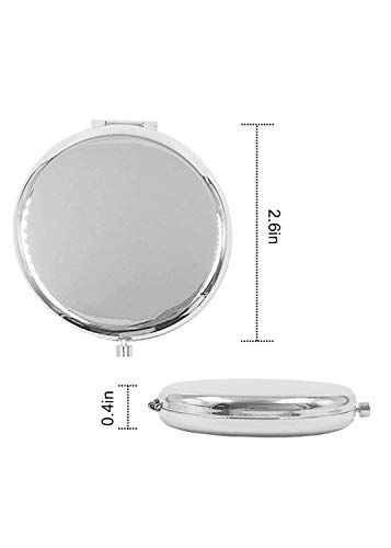 Magnifying Compact Mirror for Purses with 2 x 1x Magnification,HREW Folding Mini Pocket Double Sided Travel Makeup Mirror,Perfect for Purse, Pocket and Travel (Silver)