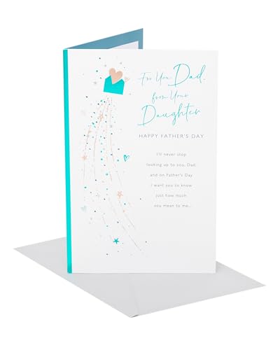 UK Greetings Fathers Day Card For Dad From Daughter With Envelope - Heart Envelope Design