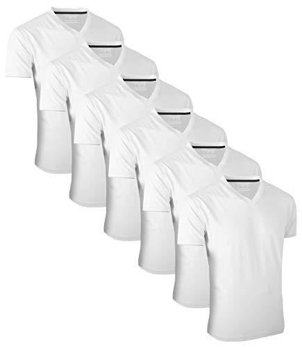 T-Shirts à col en V Full Time Sports FTS-639 blanc lot de 6 taille L
