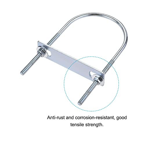Image of METALLIXITY U Bolts 2 Sets (M6x76x150mm), Round U Bolt Steel with Accessories - for Construction, Pipe