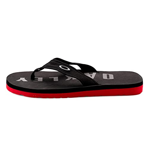 Chinelo Zeal Oakley Masculino, Preto/Vermelho, 42