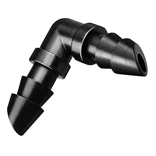 Jayee 50 Pack Drip Irrigation 1/4” Barbed Elbow Fittings, Barbed