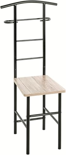 HAKU Valet de chambre Chaise Valet de chambre multifonctionnel Assise chêne, noir, MDF, métal - Dimensions : L 46 x H 109 x P 46 cm, Style : Moderne
