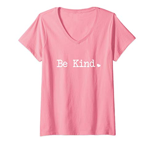 Womens Anti Bullying Pink Be kind simple stand up to bullies V-Neck T-Shirt
