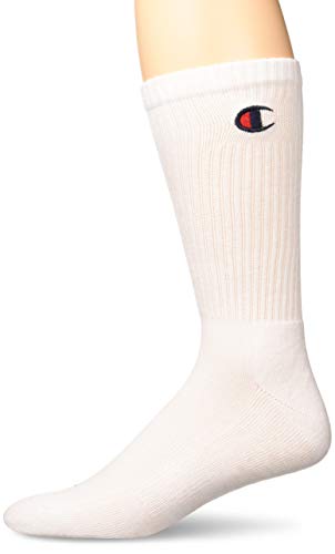 Champion LIFE Men's Life-C Logo Embroidered Crew Sock, white, 10-13