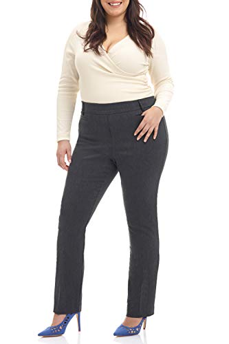 Rekucci Curvy Woman Ease into Comfort Plus Size Straight Pant w/Tummy Control (20W Short, DK Charcoal)2