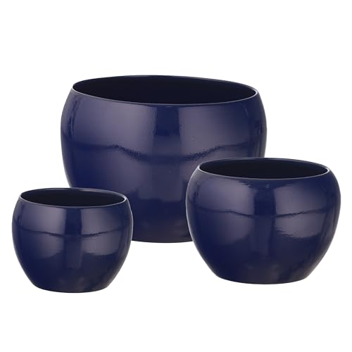 Image of Sunshine Elegant Blue Tabletop Planters Pots for Plants Flowers, Set of 3