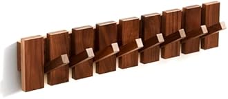 QUELLANCE Wood Coat Rack Wall Mount, Coat Hooks Hanger Wall Mounted, Heavy Duty Wall Coat Rack with 8 Hooks for Hanging Coats/Keys/Hats/Robe&Towels/Plants/Bags, Walnut