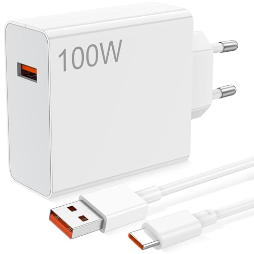 Caricatore per Xiaomi 100W, Ricarica Rapida per Hyper-Charge Caricabatterie USB C Veloce con Cavo 1M 6A per Xiaomi 17 Pro Max 15 Ultra 14T 13T per Redmi Note 15 14 12 per POCO X8 Pro Max M8 F8 F7 Pad