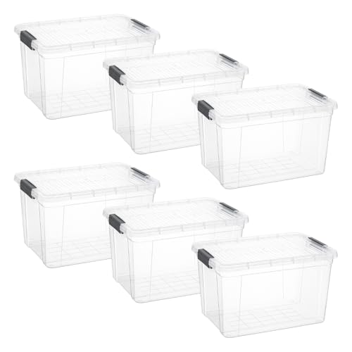 Image of Superio 14.7 Quart Clear Plastic Storage Boxes with Lids, Stackable Organizer Containers, BPA-Free Storage Bins for Home, Office, School & Dorm, 6 Pack