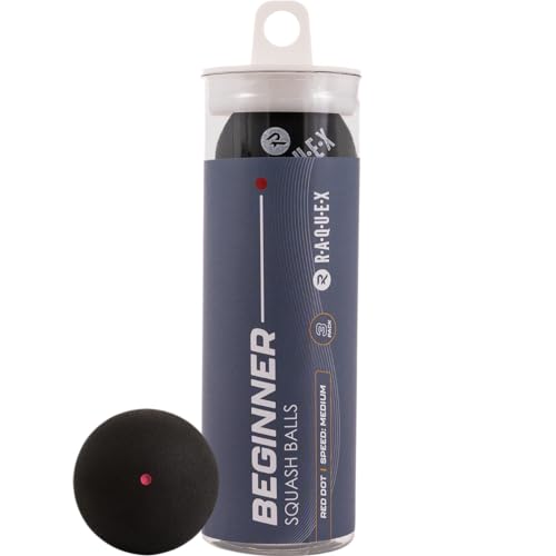Raquex Squash Balls (3, 6 or 12 Balls) - 4x Speed Options: Elite Double Yellow Dot, Intermediate Yellow, Beginner Red, Junior Blue