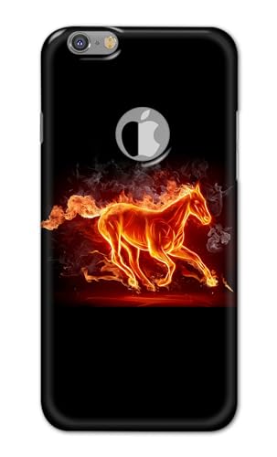 Image of PRINTFIDAA Printed Hard Back Cover Case for Apple iPhone 6 Logo | iPhone 6S Logo Back Cover (Fiery Horse) -112