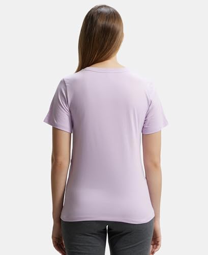 Image of Jockey AW89 Women Super Combed Cotton Rich Fabric Relaxed Fit V-Neck Half Sleeve T-Shirt
