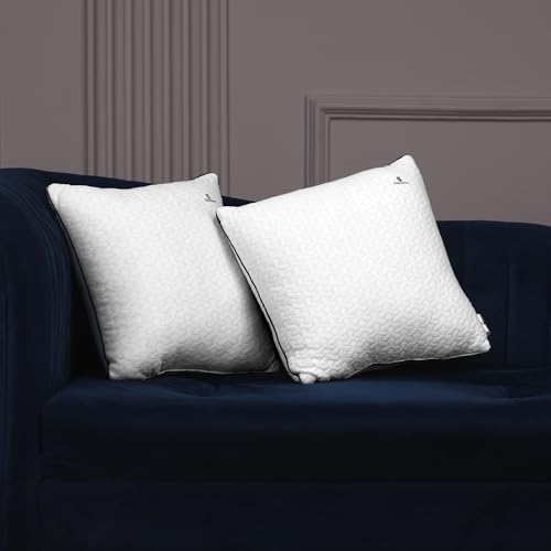 Image of SleepStore Fibrom Cushion Pillow for Relaxing, Pack of 2, 16x16 Inch | Medium Firm Support | Versatile Pillow for Back, Side & Sofa Use | Soft Fiber Foam Comfort
