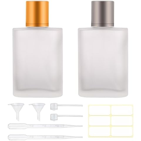 2pcs 100ml Frosted Glass Spray Bottle for Perfume,Refillable Travel Perfume Atomizer Bottles,Cologne Bottles Empty,Cosmetics Essential Oils Dispenser.(100ml) Cover