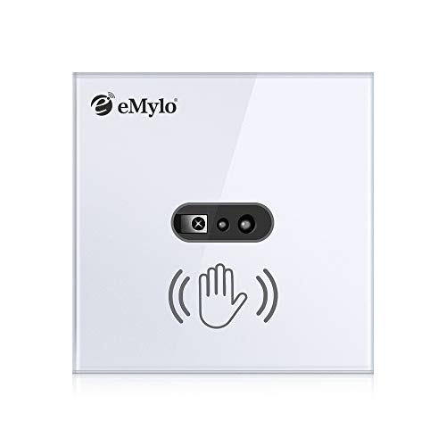 eMylo Prise d'interrupteur d'éclairage mural intelligent Interrupteur de capteur infrarouge sans contact avec panneau en verre trempé AC 100-240V 10A norme européenne avec haute sensibilité de 8cm