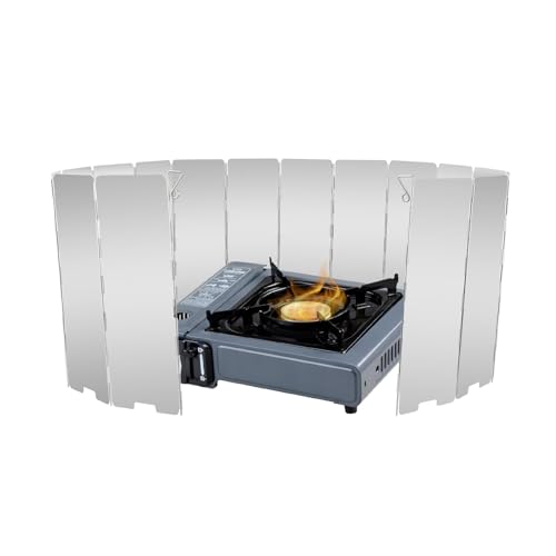 Faltbarer Windschutz Für Gaskocher, 16 Lamellen E-delstahl Gaskocher Windschutz mit Tragetasche, Windschutz Camping, Outdoor Campingkocher Windschutzscheibe für Camping Kartuschenkocher, Outdoor, Öfen