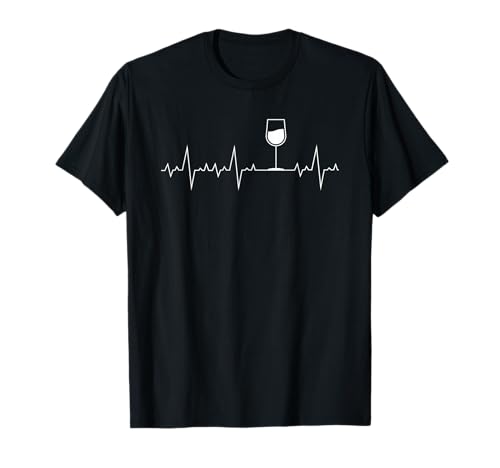 Herzschlag Herzfrequenz Herzlinie Weiß Wein-Trinker T-Shirt Herzschlag Herzfrequenz Herzlinie Weiß Wein-Trinker T-Shirt